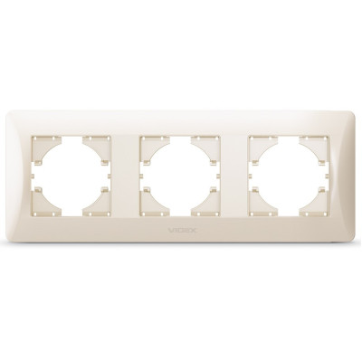 Рамка трехпостовая горизонтальная кремовая VIDEX BINERA