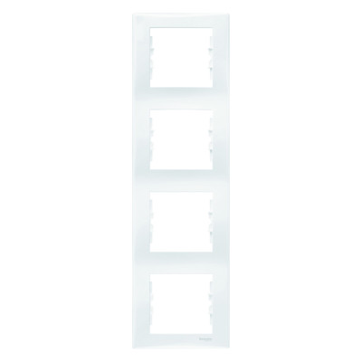 Рамка четырехпостовая белая вертикальная Sedna Schneider