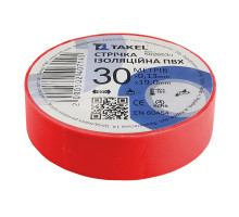 Изолента ПВХ 19мм х 0.13мм х 20м (красная) Takel