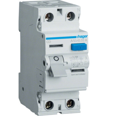 Дифференциальное реле (УЗО) 2P 25A 30mA A Hager