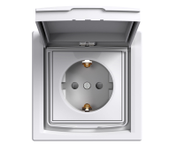 Розетка с заземлением и шторками и крышкой IP 44  Asfora Schneider белый